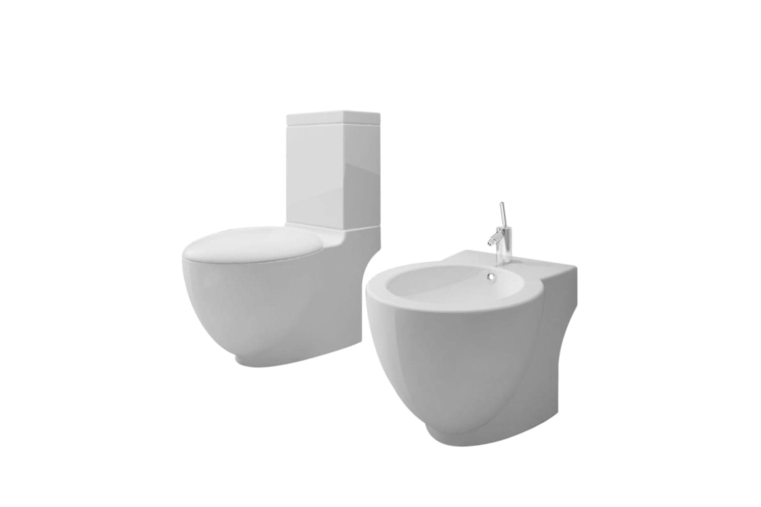 Vidaxl 270059 Stand Toilet & Bidet Set White Ceramic