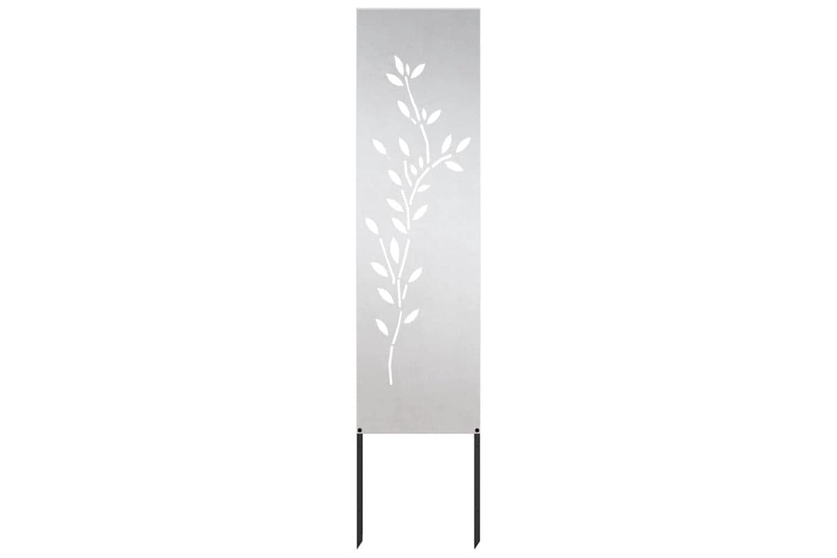 Garden Privacy Screen Floral Silver 32 X140cm Stainless Steel