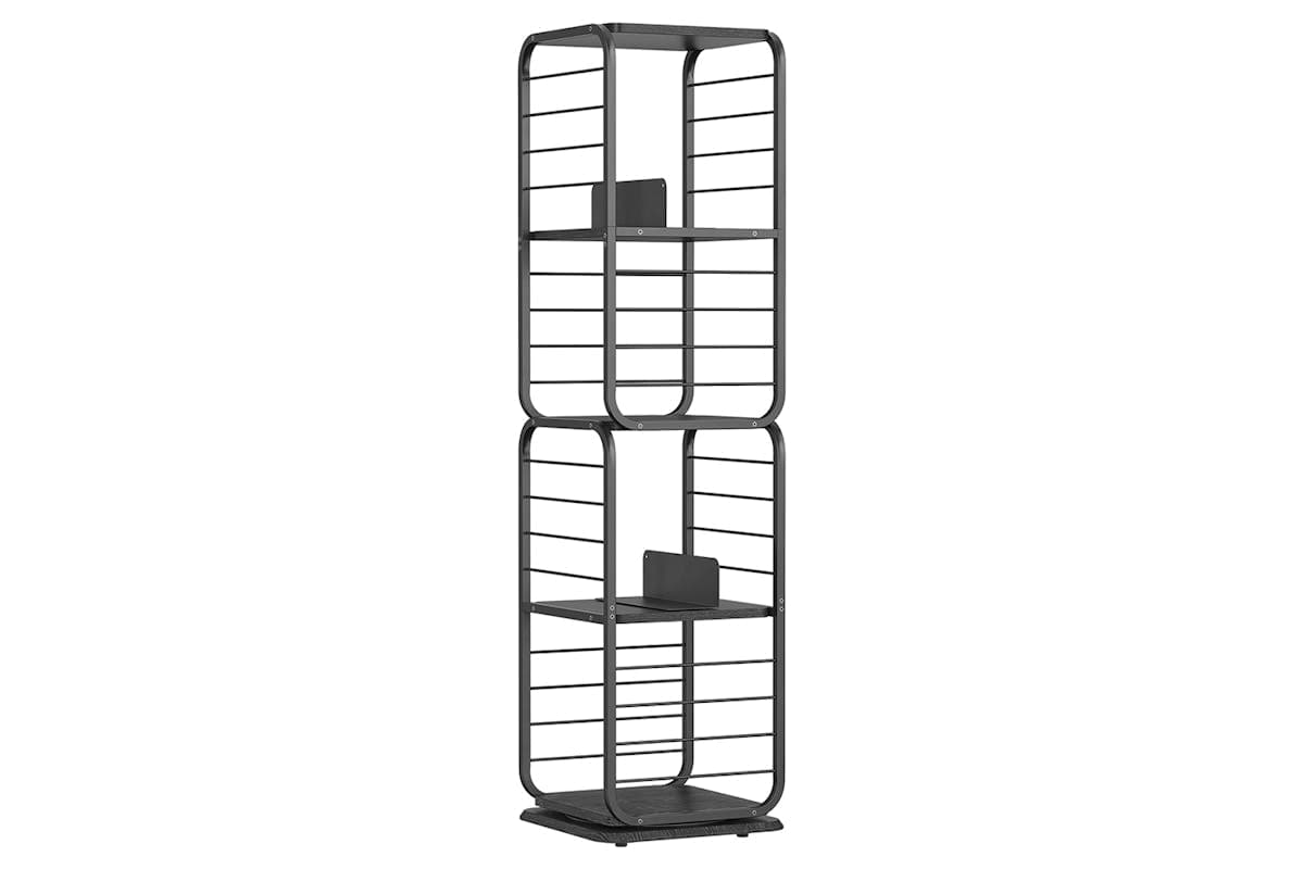 Vasagle 4 Tier Bookshelf with Bookends | Ebony Black/Ink Black