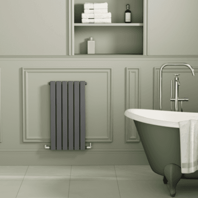 Riace Anthracite Horizontal Flat Designer Radiator 800x408mm Double Panel 1978 BTU