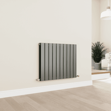 Eco Eleganza Anthracite Horizontal Flat Designer Aluminium Radiator 600x750mm Double Panel 3056 BTU