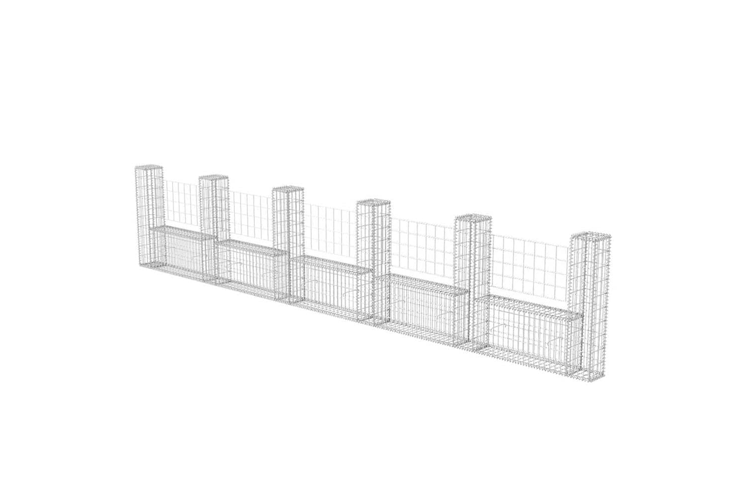 vidaXL 142547 Gabion Basket U-shape Galvanised Steel 570x20x100cm