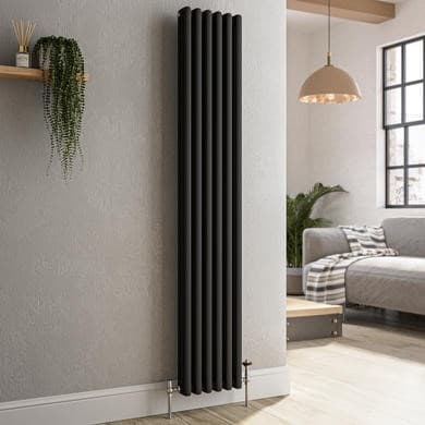 Reggio Midnight Black Vertical Triple Column Traditional Radiator