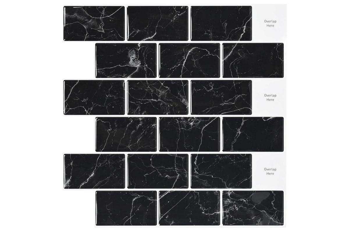 Vidaxl Subway Tile 50 Pcs Black Marble 30 X 30 Cm Polyurethane And Pet