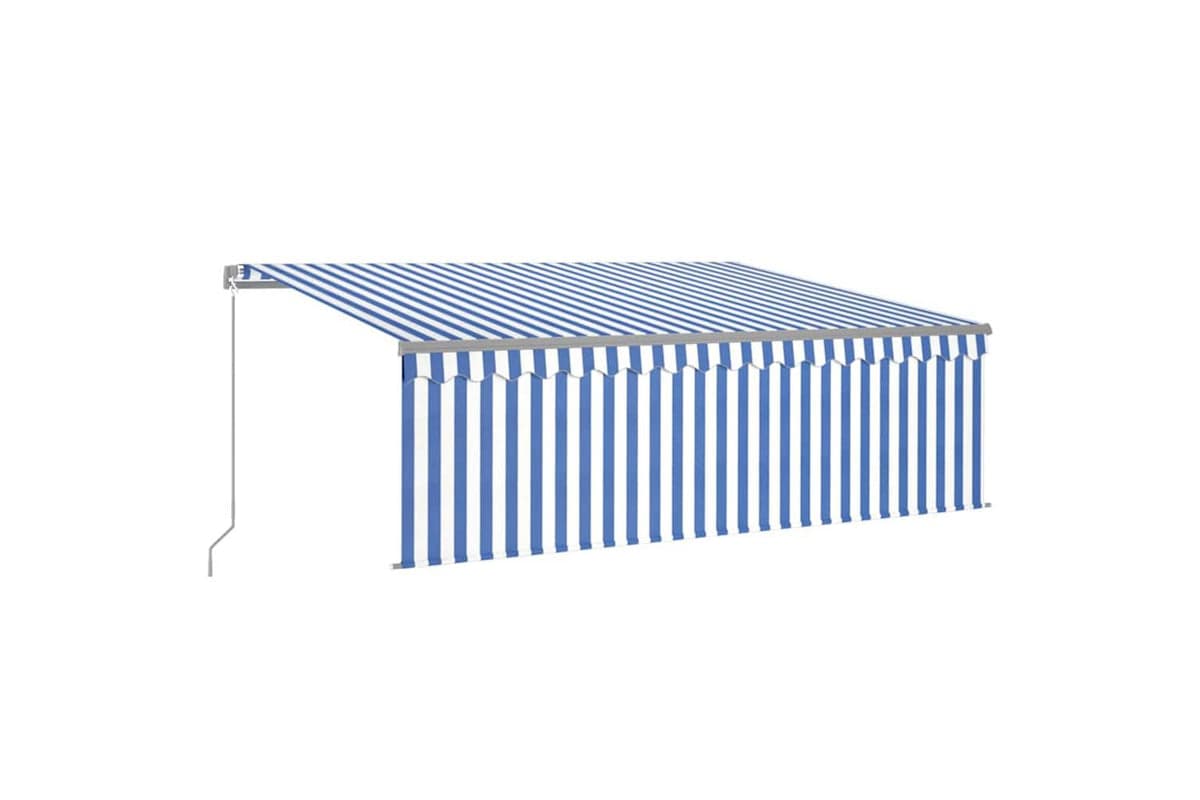 Vidaxl Manual Retractable Awning With Blind 4.5x3m Blue&white