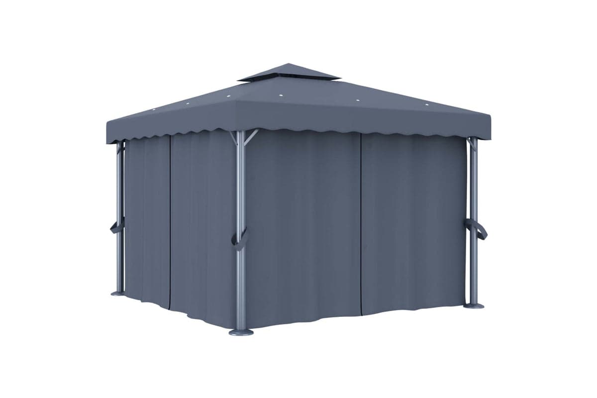 Vidaxl 3053378 Gazebo With Curtain 3x3 M Anthracite Aluminium