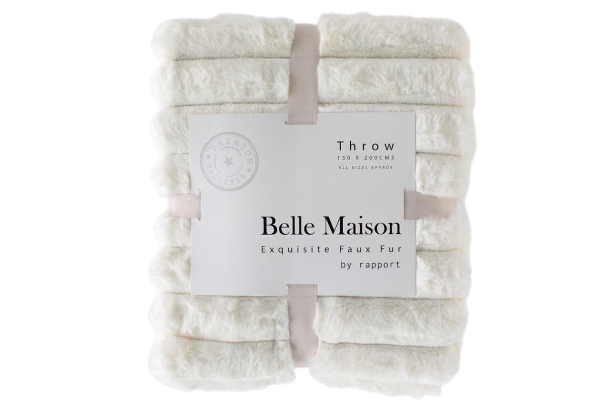 Belle Maison | Rabbit Faux Fur Throw | Vanilla | 150 x 200 cm