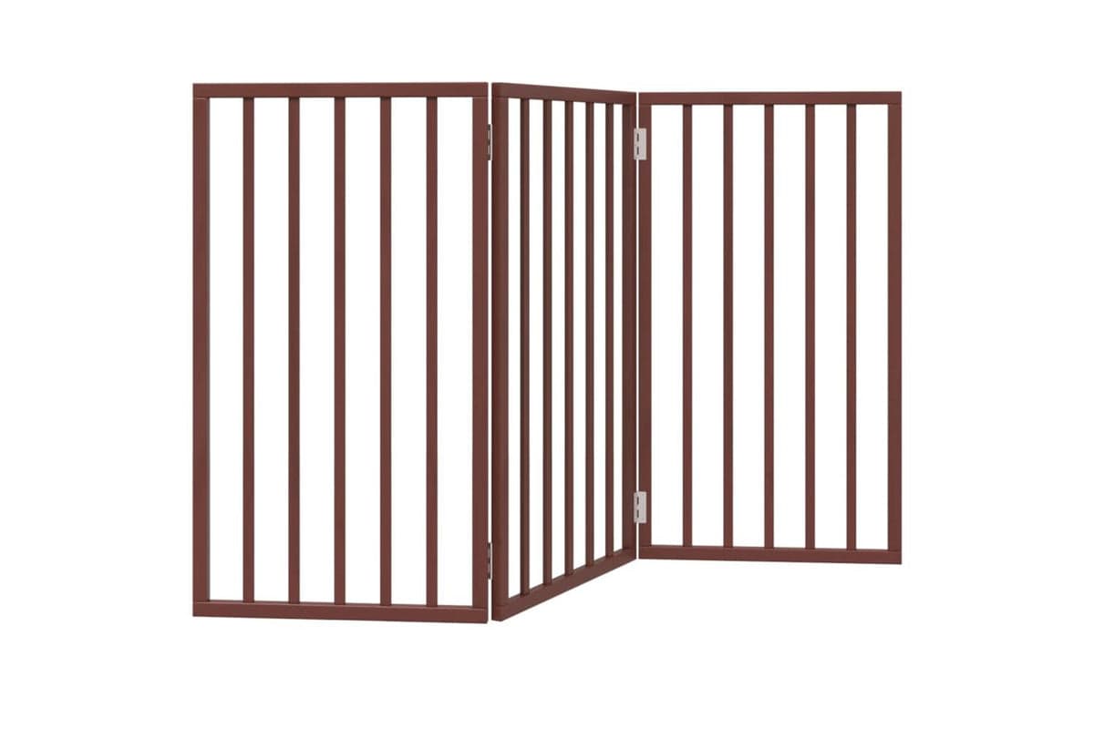 Vidaxl Dog Gate Foldable 3 Panels Brown 150 Cm Poplar Wood