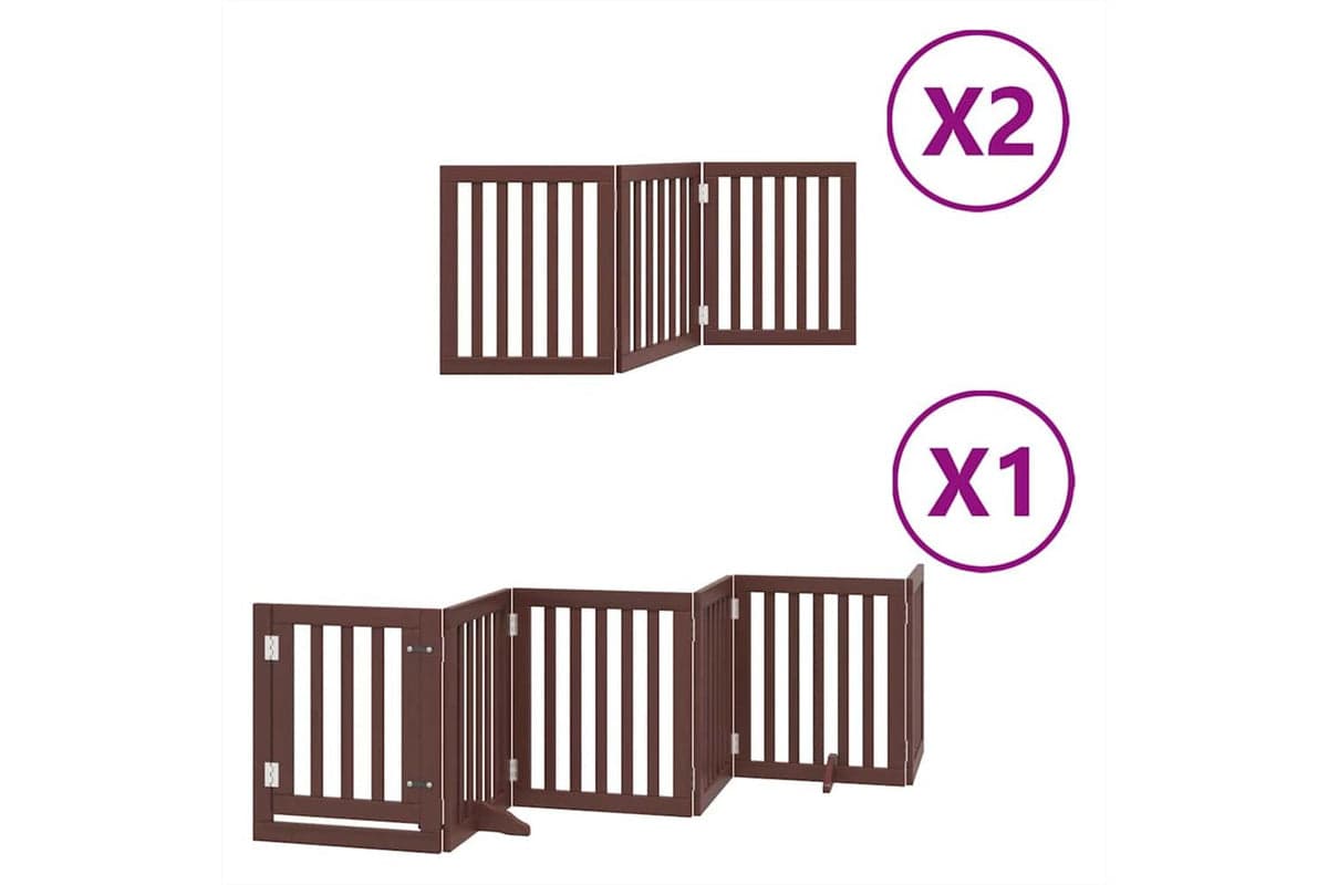 Vidaxl Dog Gate With Door Foldable 12 Panels Brown 600 Cm Poplar Wood