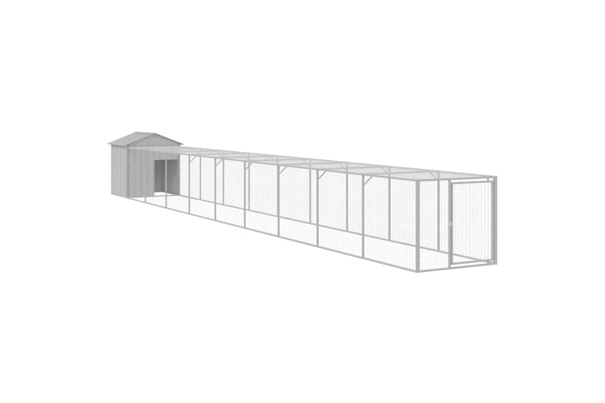 vidaXL 3189077 Chicken Cage With Run Light Grey 117x1017x123cm Galvanised Steel