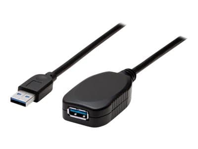 MANHATTAN - USB-A to USB-A Extension Cable, 5m, Male to Female, Active, 5 Gbps (USB 3.2 Gen1 aka USB 3.0), Built In Repeater, SuperSpeed USB, Black, Three Year Warranty, Blister - USB extension cable - USB Type A to USB Type A - 5 m