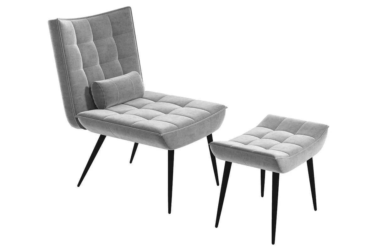 Homcom Armless Lounge Chair with Pillow | Footstool | Grey