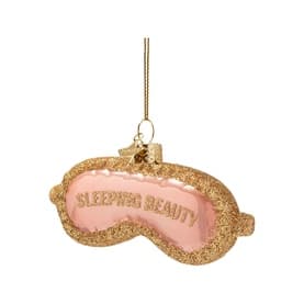 Pink Orange Sleeping Mask Glass Tree Decoration 5cm