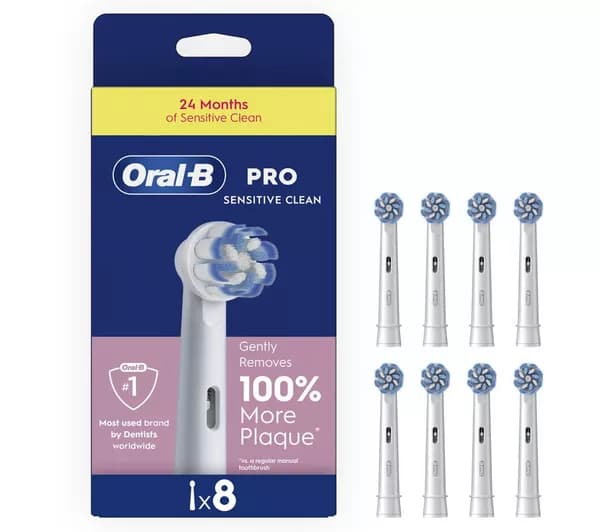 ORAL-B Pro Sensitive Clean Replacement Toothbrush Head – Pack of 8