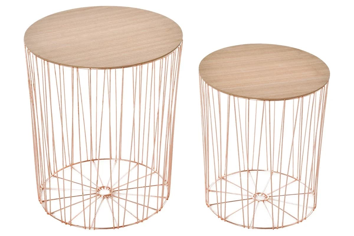 Homcom Metal Base Side Table | Rose Gold/Natural