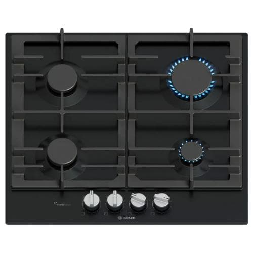 BOSCH            SERIES 6 60CM 4ZONE GAS HOB - BLACK ENAMEL FINISH