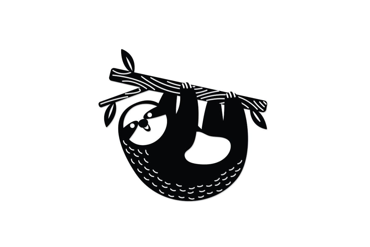 Decortie | Slothy Metal Wall Art | Black | 45 x 50 cm