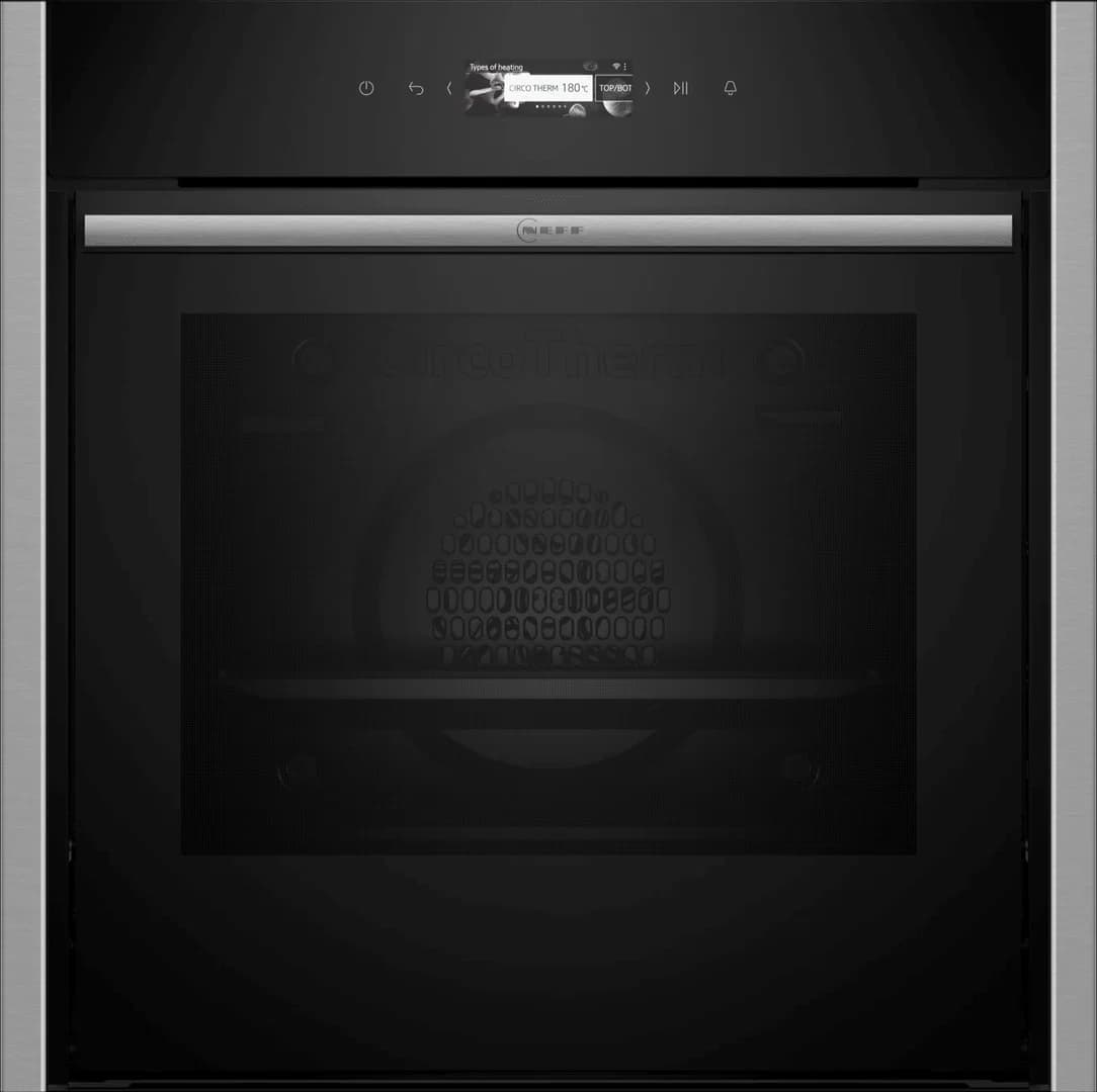 Neff N70 60cm Built-in Single Electric Oven with Slide & Hide | Stainless Steel