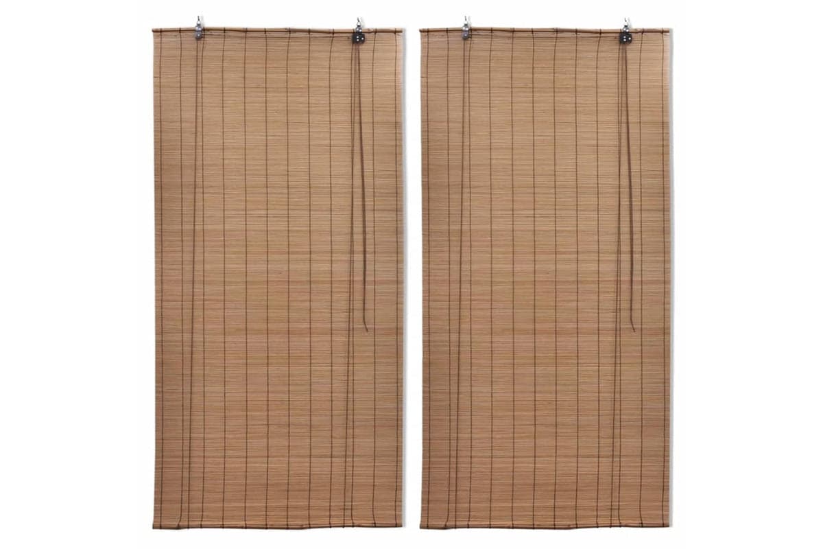 vidaXL 3057519 Bamboo Roller Blinds 2 Pcs 100 X 160cm Brown