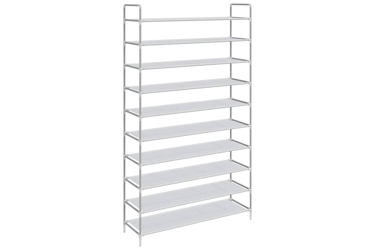 Vidaxl 245631 Shoe Rack With 10 Shelves Metal And Non-woven Fabric Silver