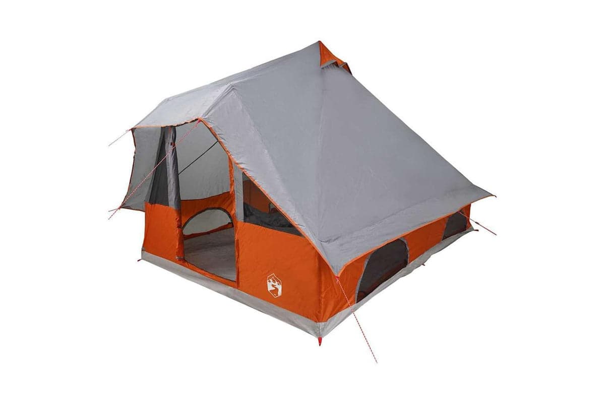 Vidaxl Tipi Tent With Roof Grey And Orange 358 X 296 X 258 Cm Taffeta