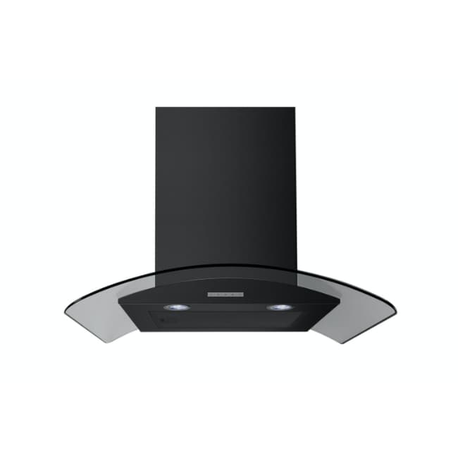 Belling 90cm Curved Glass Chimney Hood Black | CHIM904GBLK