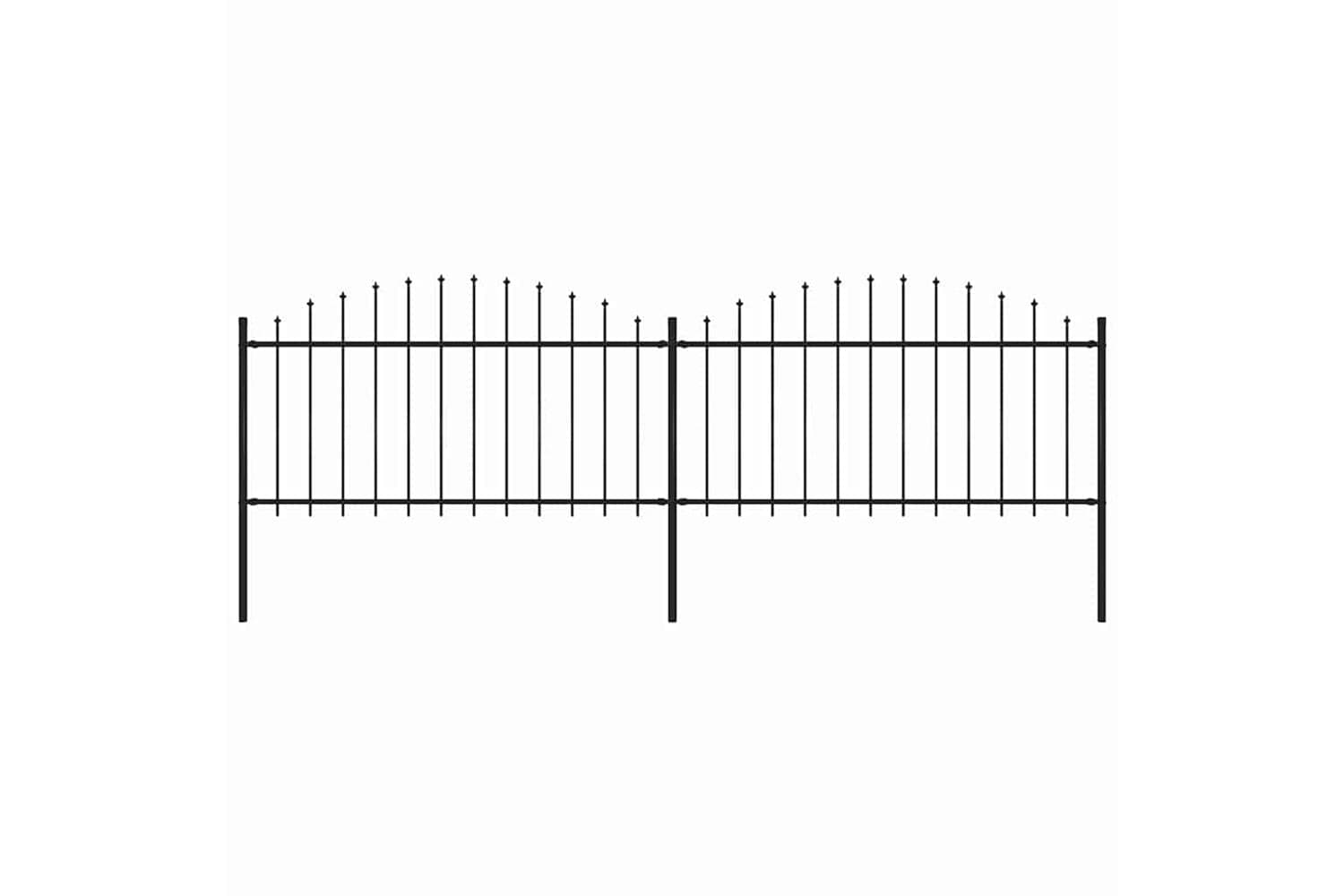 Vidaxl 277731 Garden Fence With Spear Top Steel (1.25-1.5)x3.4 M Black