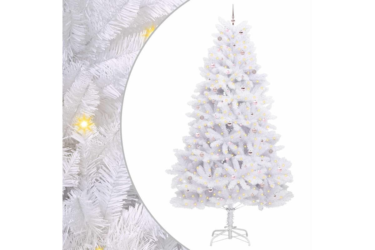 Vidaxl Artificial Hinged Christmas Tree White 300 Cm Pvc And Steel