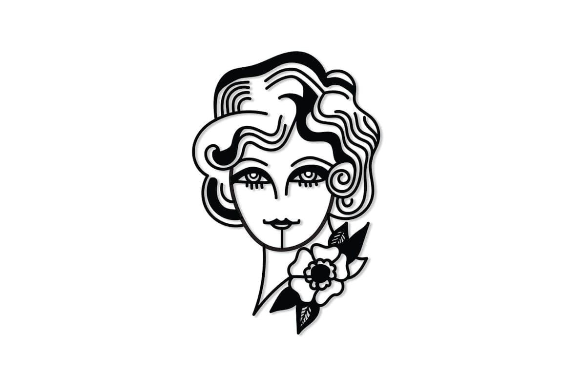 Decortie | Woman in Flowers Metal Wall Art | Black | 129 x 83 cm