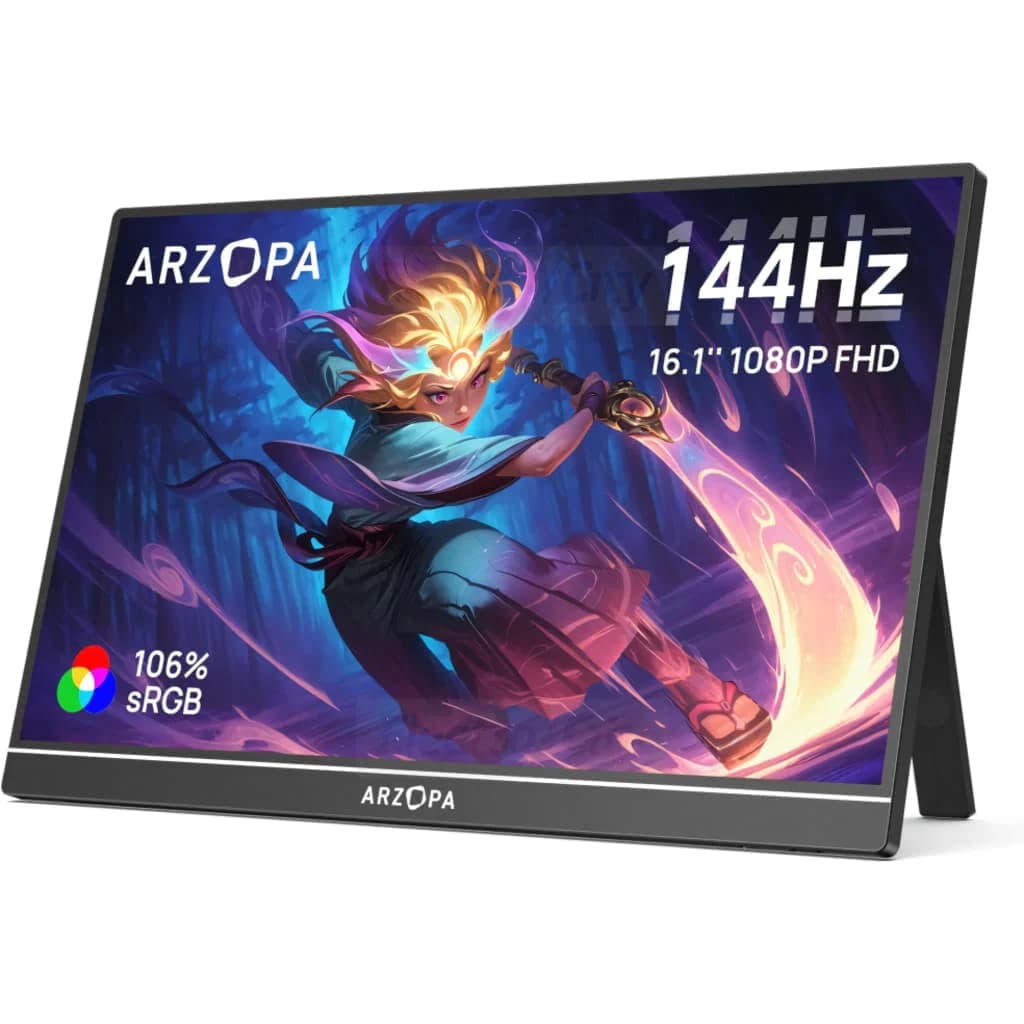 Arzopa Series Z 16.1 Inch Full HD 144Hz Portable Monitor with Built-in Speakers | Black