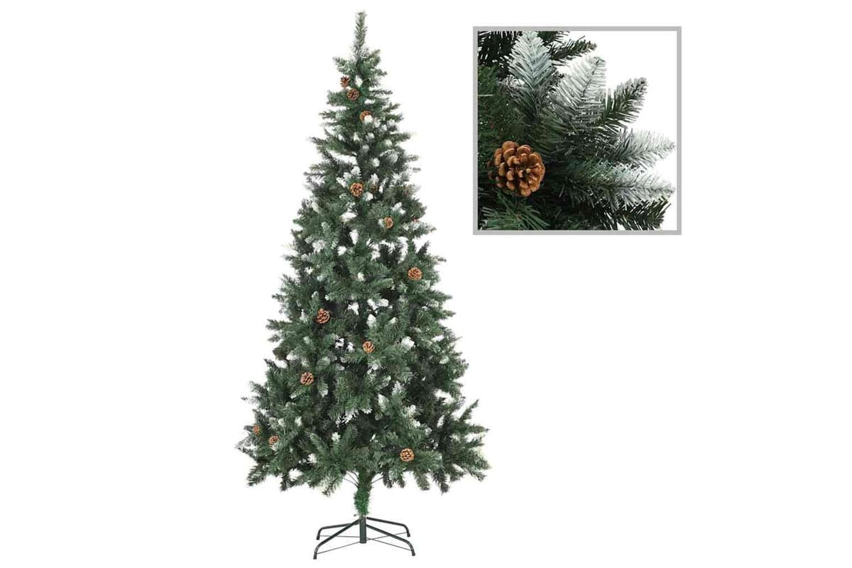 Vidaxl Artificial Christmas Tree With Pineconeswhite Glitter 210 Cm