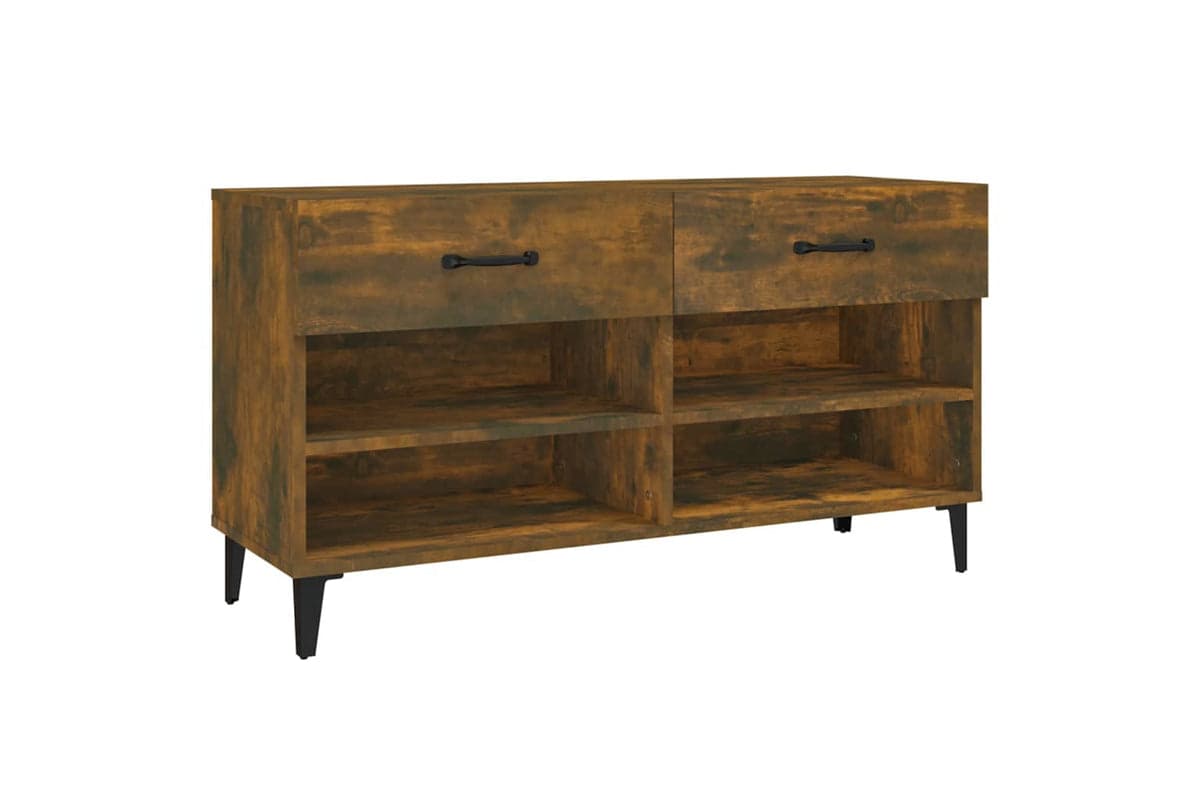 vidaXL 817570 Shoe Cabinet Smoked Oak 102x35x55cm Engineered Wood