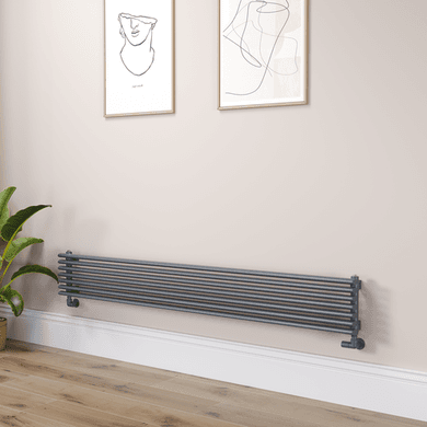 Ventura Linea Dark Grey Anthracite Oval Unique Designer Radiator 245x1800mm Single Panel 2478 BTU - Horizontal Bars