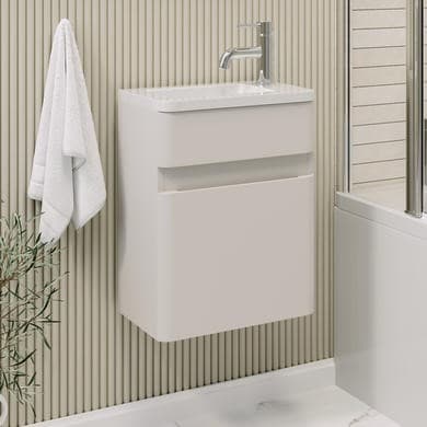 410mm Beige Wall Hung Cloakroom Vanity Unit with Basin - Pendle