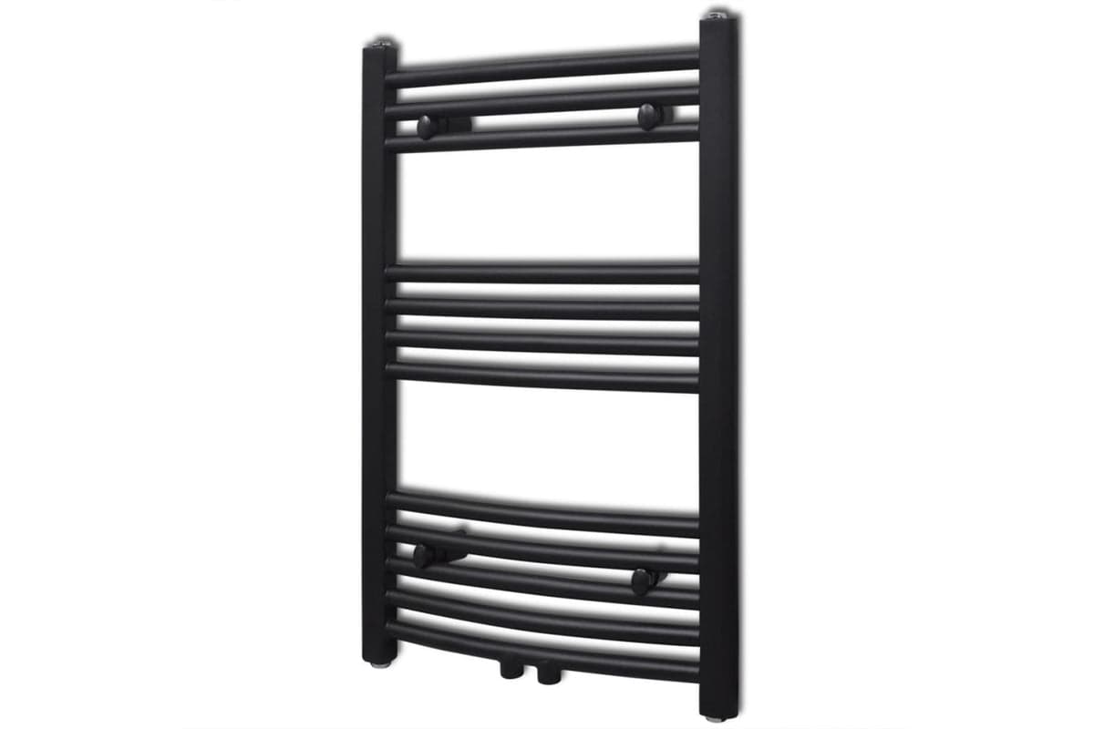 vidaXL 141913 Bathroom Heating Towel Rail Radiator Curve 500x764mm Black