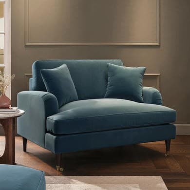 Payton Velvet Love Seat and Footstool