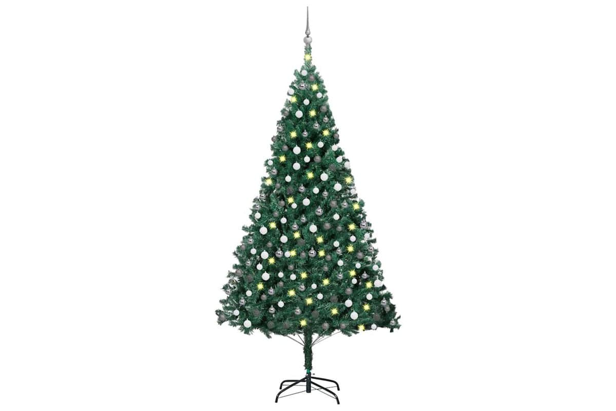 Vidaxl Artificial Pre-lit Christmas Tree With Ball Set Green 210cm Pvc