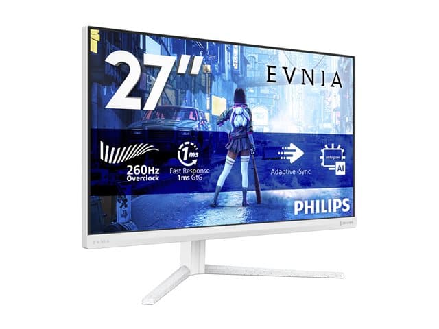 PHILIPS - Evnia 5000 27M2N5201P - LED monitor - gaming - 27" - 1920 x 1080 Full HD (1080p) @ 240 Hz - Fast IPS - 1000:1 - HDR10 - 0.3 ms - 2xHDMI, DisplayPort - white