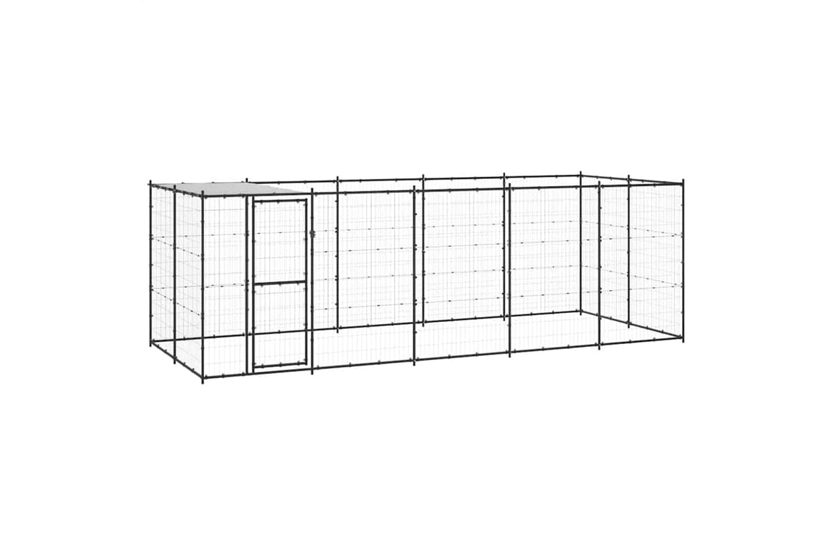 Vidaxl 3082294 Outdoor Dog Kennel Steel With Roof 12.1 M2