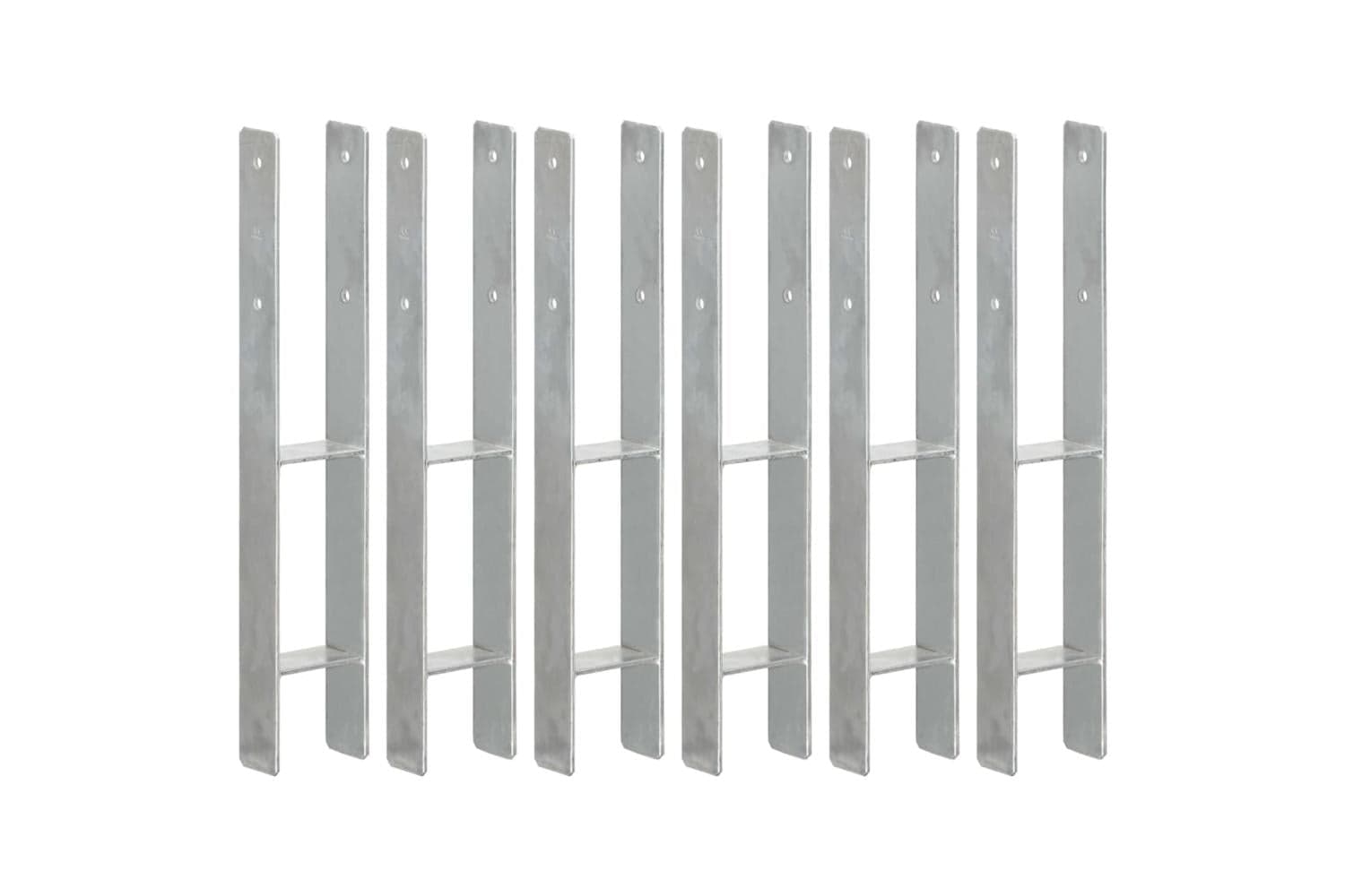 vidaXL 145300 Fence Anchors 6 Pcs Silver 9x6x60cm Galvanised Steel