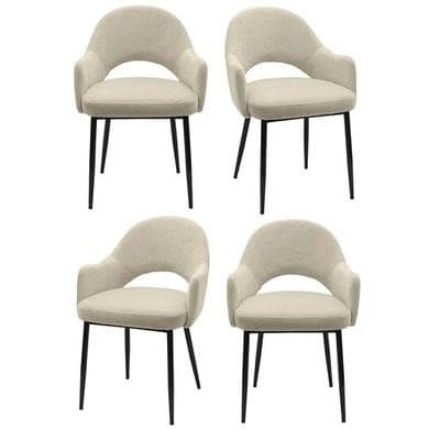 Set of 4 Beige Upholstered Dining Chairs - Colbie