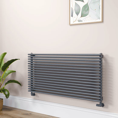 Ventura Linea Dark Grey Anthracite Oval Unique Designer Radiator 595x1200mm Single Panel 3785 BTU - Horizontal Bars
