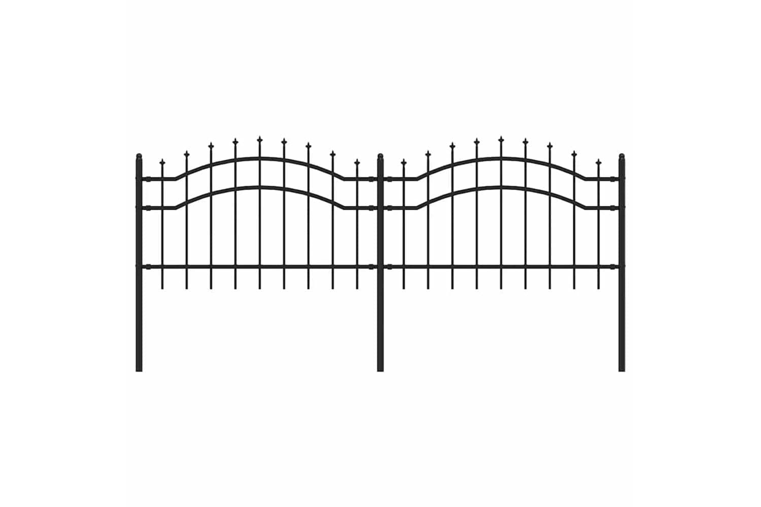 vidaXL 151079 Garden Fence With Spear Top Black 115cm Powder-coated Steel