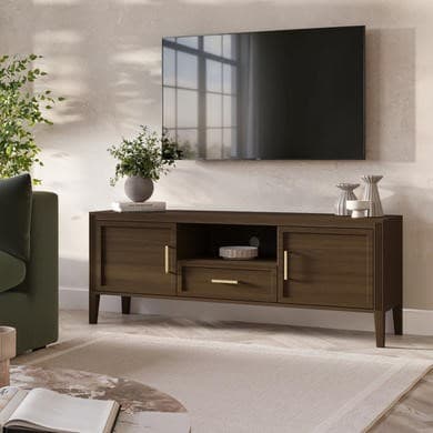 Large Walnut TV Stand with Storage - TV's up to 65" - Delilah