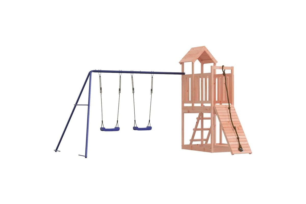 Vidaxl 3155838 Playhouse With Climbing Wall Swings Solid Wood Douglas