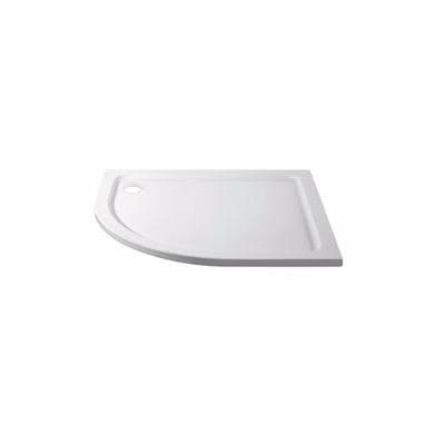 Left Hand - White - Offset Quadrant Shower Tray - Acrylic Stone Resin  - Pearl