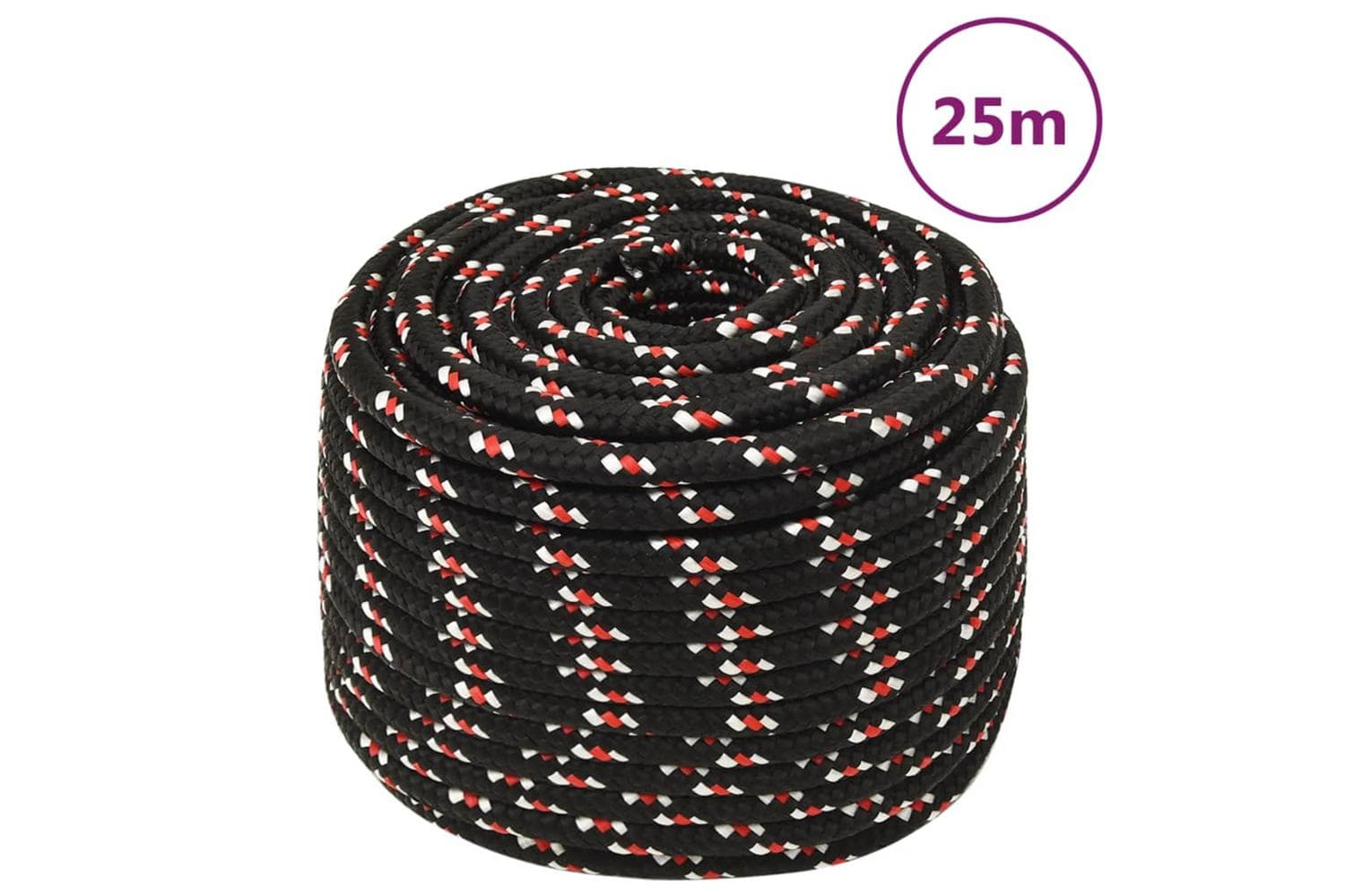 vidaXL 152356 Boat Rope Black 14mm 25 M Polypropylene