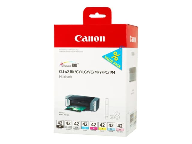 CANON - CLI-42 BK/GY/LG/C/M/Y/PC/PM Multipack - 8-pack - grey, yellow, cyan, magenta, light grey, photo cyan, photo magenta - original - ink tank