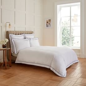 400 Thread Count Double Tape Edge Navy on White