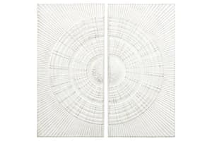 S/2 Antique White Moulded Metal Circle Wall Art | White | 91 x 46 cm